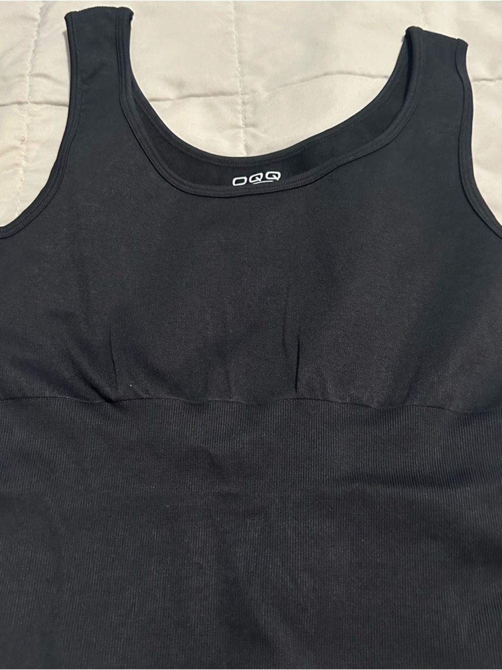 OQQ Black Ribbed Activewear Bodysuit New W/O Tag